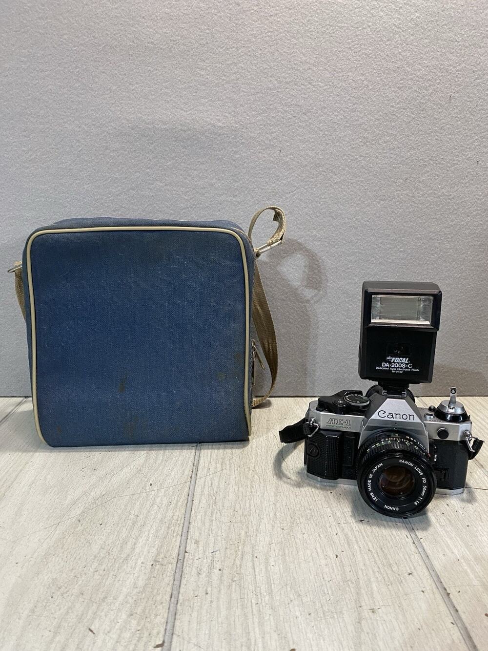 Canon AE-1 with Canon FD 50mm f/1.8 Lens - With Flash And Case